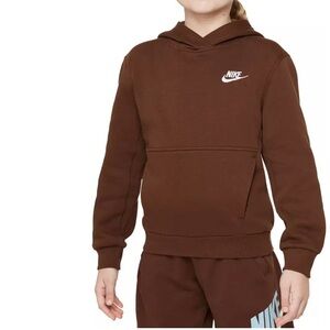 Nike All Kids Fit Sportswear Club Fleece Hoodie - XL - Cacao Wow/White Brown